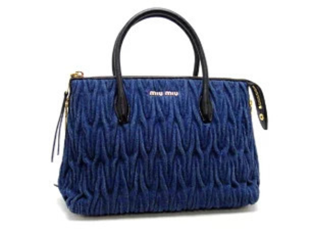 Miu Miu Handbag Shoulder Bag Denim Blue